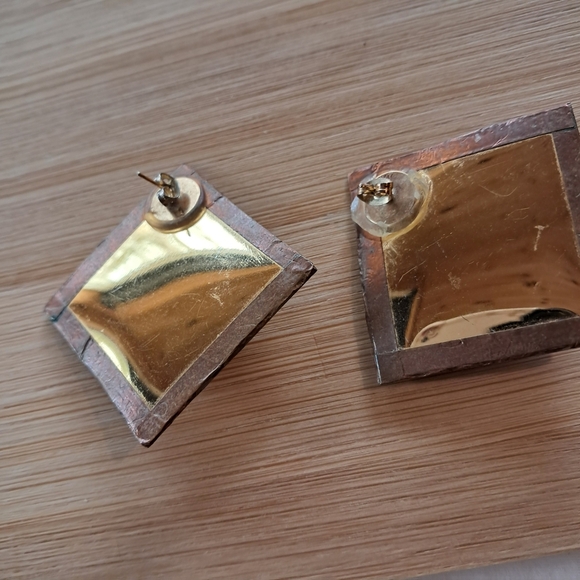 Colorful Abstract Square Earrings - Picture 3 of 5